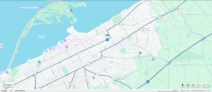 Map showing part of Niagara Falls, Ontario, including landmarks like Niagara Parkway, Queen Victoria Park, and the Niagara River, with major roads, neighborhoods, and green spaces labeled.