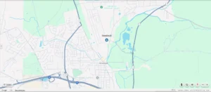 Map showing Rosedale Park in a suburban area with nearby highways, residential streets, green spaces, and a marked recreational complex to the north.